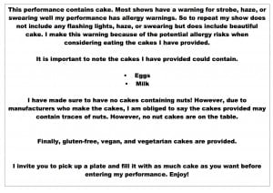 cake warning